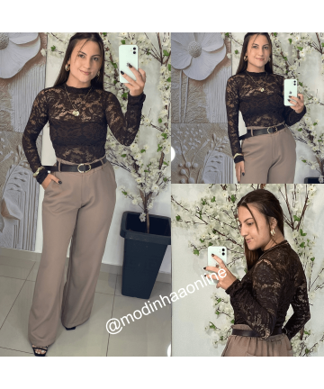 Body Amanda Renda Marrom